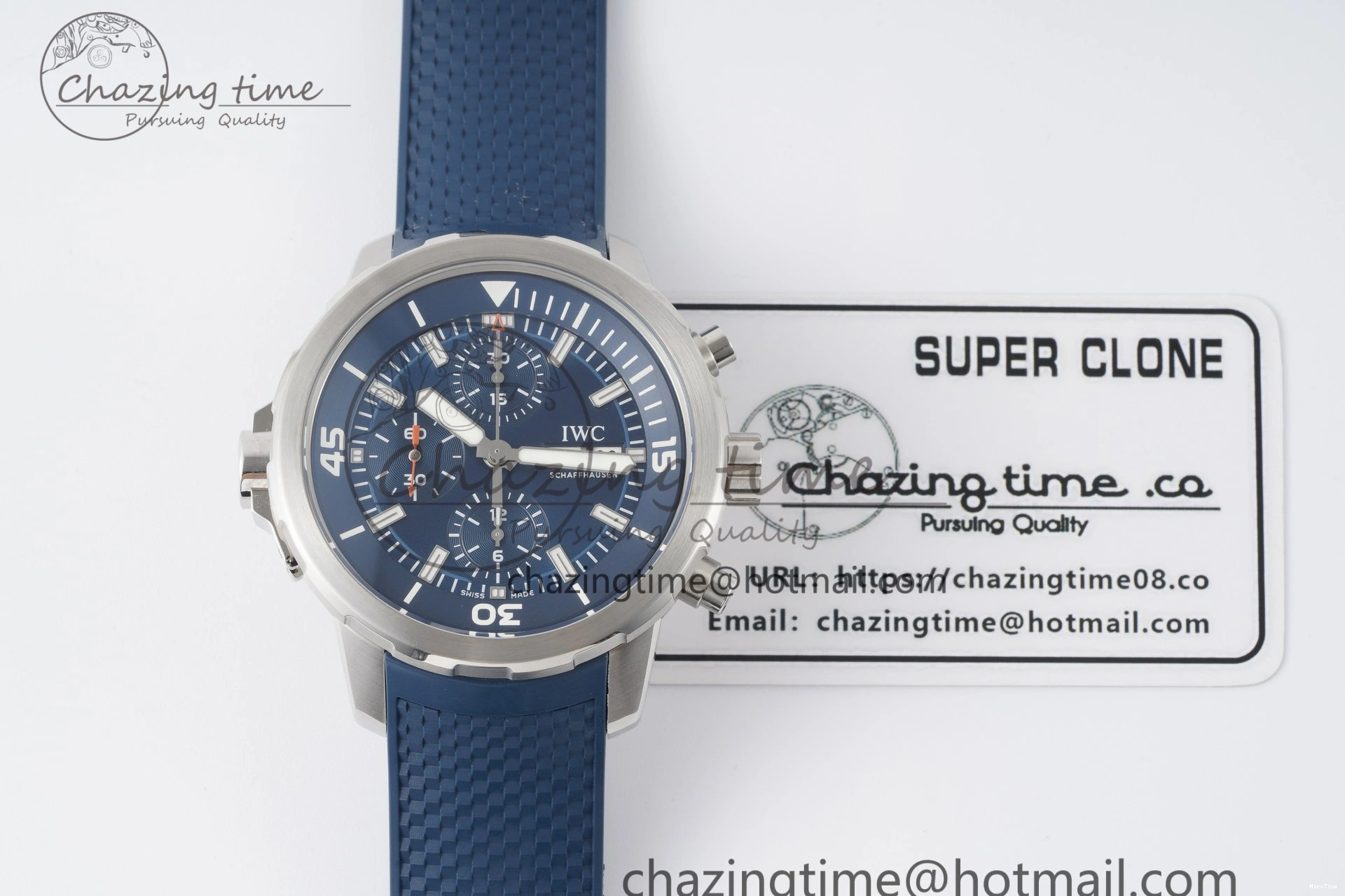 MIROTIME 0416 WellDesigned Aquatimer Automatic SS RSF 1:1 Best Edition Blue Dial on Blue Rubber Strap A 7057